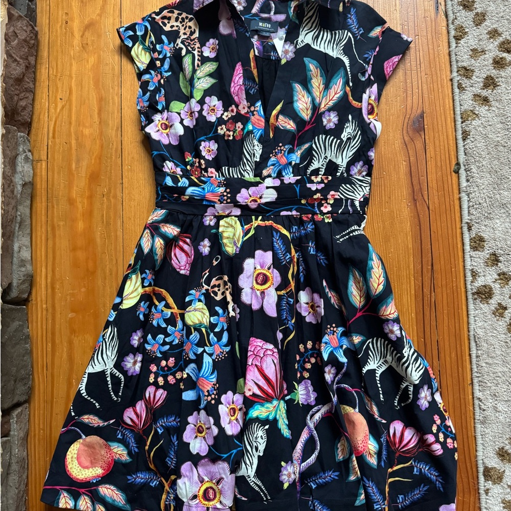 Anthropologie Maeve Black Floral Dress